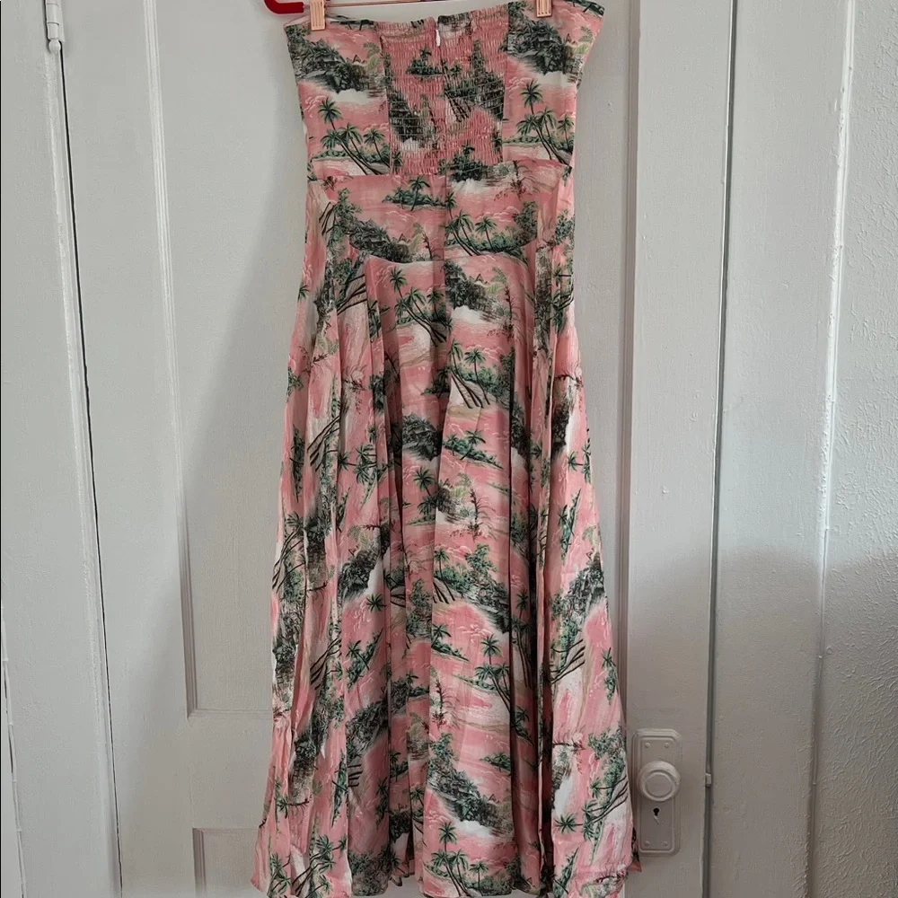 Cara Cara Strapless Maidstone Pink and Green Dress - Picture 4 of 6